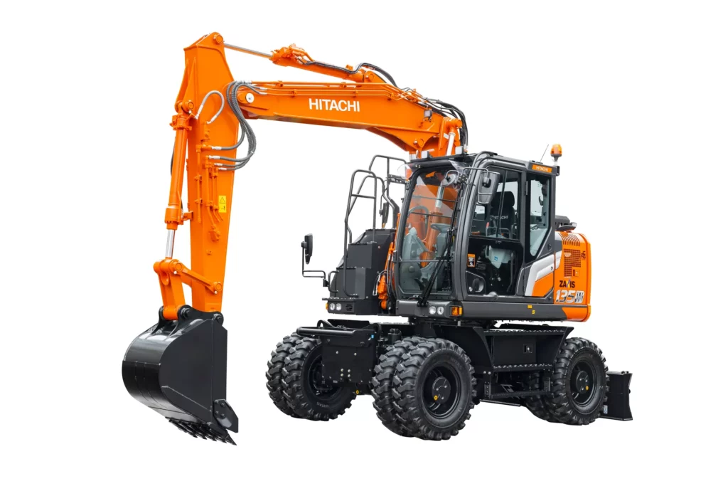 Location pelle à pneus Hitachi zx145w-6 pneu